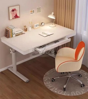 R8 Gamer 0696 Rastúci výškovo nastaviteľný písací stôl so zásuvkou, biely, 120×60 cm